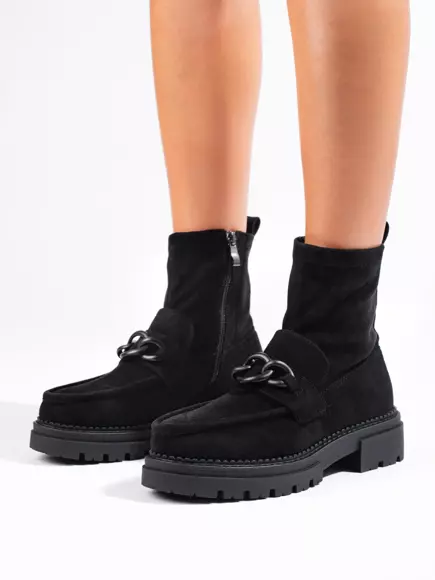 Černé dámské kotníkové boty na platformě Shelovet