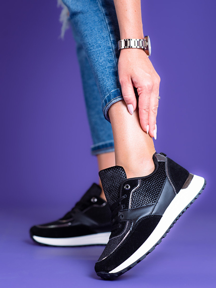 Černé dámské sneakersy Shelovet s hadím vzorem