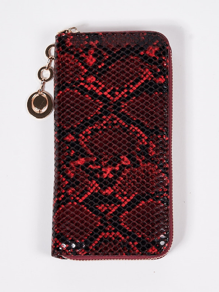 Dámská červená peněženka s hadím vzorem 