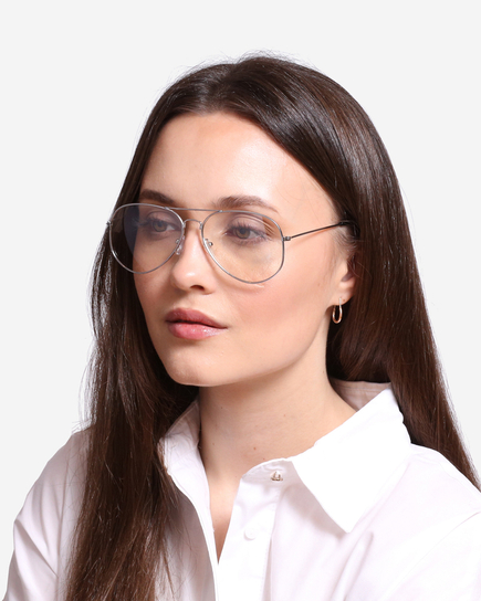 Dizajnové brýle bez dioptrií se stříbrným rámem 