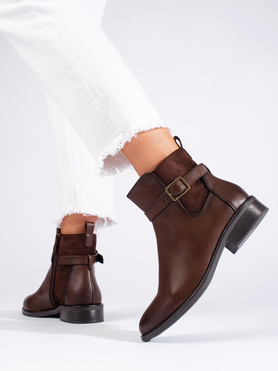 Klasické hnědé dámské kotníkové boty Shelovet