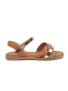 Hnědé dámské sandály na ploché podrážce Sergio Leone