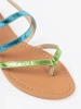 Ploché sandály se zeleno-modrými řemínky