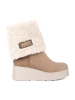 Tmavě béžové zateplené dámské kozačky na klínku