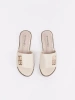 Světle béžové dámské nazouváky na ploché podrážce