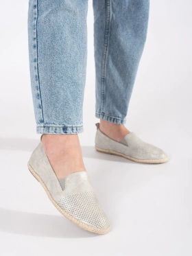 Stříbrné ploché espadrilky