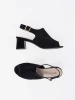 Černé semišové sandály na podpatku