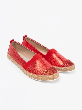 Červené espadrilky s lesklou nití