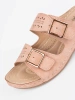 Sandály na nízkém klínku s přezkami růžové