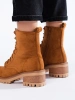 Hnědé kotníkové boty na šněrování dámské