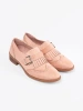 Růžové semišové loafersy ploché
