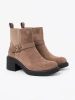 Stylové béžové kotníkové boty na stabilním podpatku