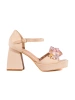 Béžové sandály na sloupkovém podpatku s kamínky 