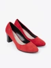 Červené semišové lodičky na podpatku
