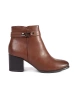 Hnědé dámské kotníkové boty na sloupku Sergio Leone