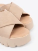 Semišové dámské nazouváky na klínku béžové