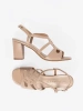 Sandály dámské béžové na podpatku 