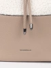 Béžová dámská kabelka s kožešinovou částí beránkového typu