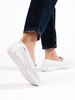 Dírkované mokasíny dámské bílé