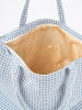 Modrobílá kostkovaná plážová taška