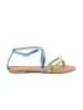 Ploché sandály se zeleno-modrými řemínky