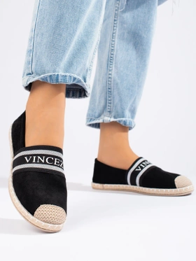 Semišové espadrilky dámské černé Vinceza