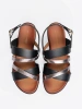 Černé sandály Sergio Leone se stříbrnými pásky