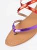 Ploché sandály s fialovo-červenými řemínky