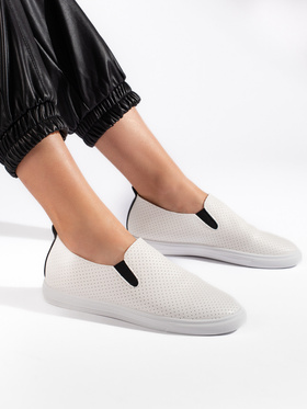 Dírkované tenisky slip on bílo-černé