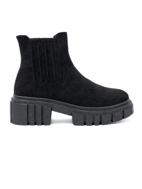 Stylové černé kotníkové boty na platformě