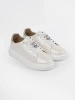 Bílo-stříbrné sneakersy se sponou kožené Sergio Leone