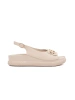 Ploché sandály béžové s ozdobou