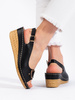 Černé sandály na nízkém klínku espadrilky