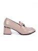 Béžové dámské polobotky loafersy na podpatku
