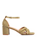 Semišové olivové sandály na podpatku