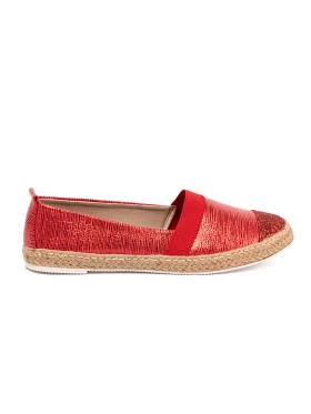 Červené espadrilky s lesklou nití