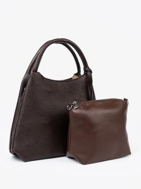 Elegantní hnědá kabelka s kosmetičkou vevnitř