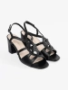 Černé sandály dámské na podpatku