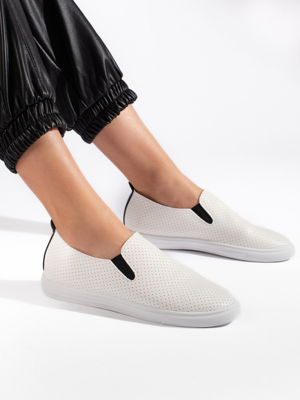 Dírkované tenisky slip on bílo-černé